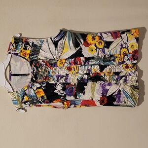 ❤ KAY CELINE FLORAL RUFFLE TANK TOP, MEDIUM